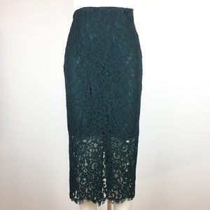 Zara Floral Lace Pencil Midi Skirt